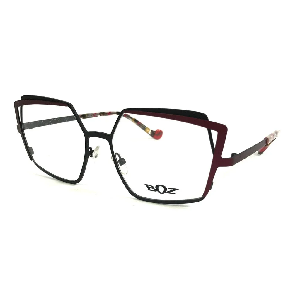 BOZ Eyeglasses Frames OCTO 0082 Matte Black Red Butterfly Full Rim 53-16-140